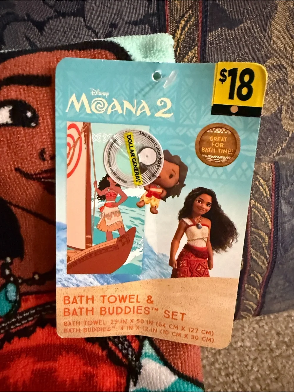 Disney Moana 2 Bath Towel & Bath Buddies Set Toy